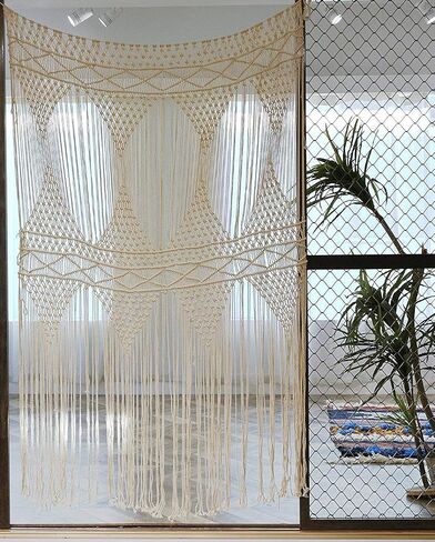 Flber Macrame Curtain For windows doorways Large macrame Wall Hanging Wedding Boho Wall Decor, 50" Wx 75" H in Saudi Arabia