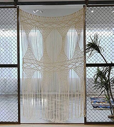 Flber Macrame Curtain For windows doorways Large macrame Wall Hanging Wedding Boho Wall Decor, 50" Wx 75" H in Saudi Arabia