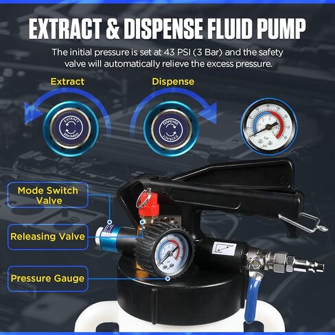مضخة سوائل هوائية ناقل الحركة، مضخة استخراج الزيت 8 لتر، مجموعة أدوات توزيع محولات ATF 26، مجموعة مضخة تعبئة سوائل السيارات سعة 2.1 جالون in Kuwait