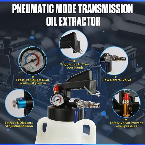 مضخة سوائل هوائية ناقل الحركة، مضخة استخراج الزيت 8 لتر، مجموعة أدوات توزيع محولات ATF 26، مجموعة مضخة تعبئة سوائل السيارات سعة 2.1 جالون in Kuwait