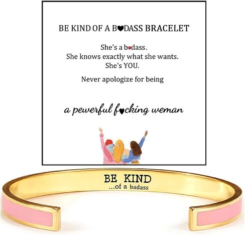 Be Kind Of A Badass Bracelet For Women, Inspirational Engraved Bangle Hidden Message Bracelets To My Badass Squad Best Friends Sorority Sisters Friendship Jewelry Gift in Kuwait