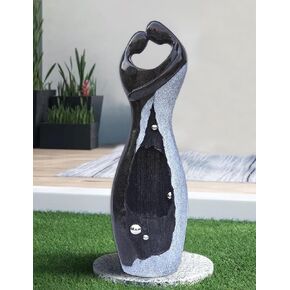 Graceful Hugging Couple Water Fountain Outdoor Indoor Garden Statue Decorative Large Fiberglass Fountains in Marble Color 47" Height