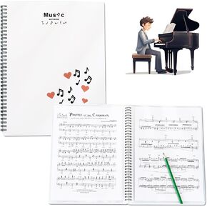 Sheet Music Folder, Music Notes Paper Folder, Spiral Sheet Music Binder Organizer, Music Folder Blank A4, 40 Sleeves Display 80 Pages Piano Music Folder, Fit 8.5 x 11 inch Paper