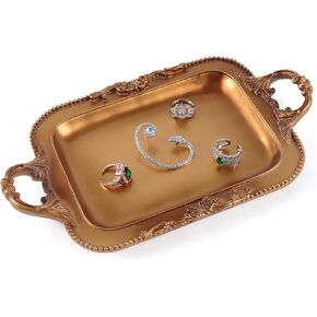 SIKOO Antique Trinket Dish Vintage Jewelry Tray Ring Dish Decorative Tray Towel Storage Tray Dish Bracelets Earrings Necklace Trays Cosmetics Makeup Storage Organizer