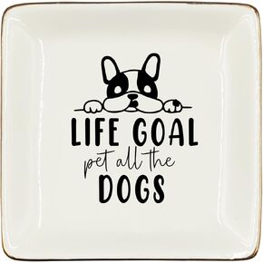 WODMIS French Bulldog Dog Lover Ceramic Jewelry Tray Dish, Dog Mom Dog Grandma Jewelry Plate Ring Trinket Dish, Funny Pet Owners Gifts for Women Female Friend Sister Dog Owners Dog Walker 443