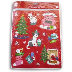 Christmas Winter Double-Sided Window Cling Set - Cozy Dogs and Cats - 32 Pieces