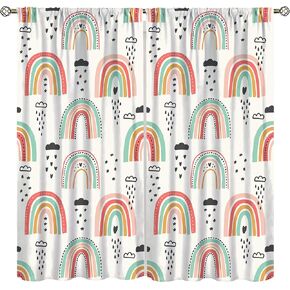 Rainbow Blackout Curtains, Cute Rainbow Pattern Colorful Window Treatments for Kids Bedroom Living Room Nursery Decor, Cartoon Boho Rainbow Printed Drapes 2 Panel Sets,42x45 Inch