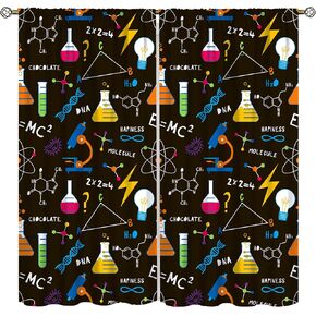 Kids Teenagers Science Window Curtain,Colored Chemistry Elements Science Camp Art Physics Themed Window Treatments Decor for Living Room Bedroom Study 42x45 Inch