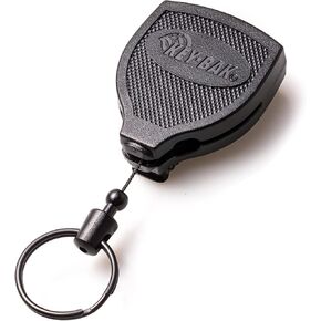 KEY-BAK SUPER48 PLUS HD 8oz. Ambidextrous Retractable Keychain with a 48" Retractable Cord and Locking Steel Belt Clip, Black (0S48-8474)