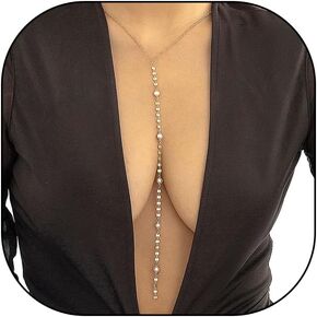 18k Gold Layered Y Necklace Charming Dainty Layering Crystal Pearl Beaded Long Lariat Necklaces Aesthetic Valentine's Day Jewelry Gifts for Women