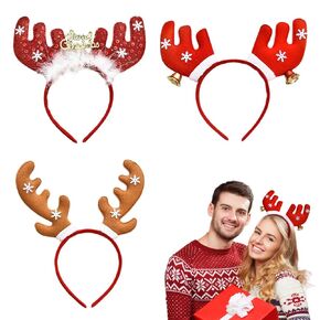 Christmas Headbands for Women-Festive Reindeer Antlers &“Merry Christmas"Hair Hoop Decorations,Perfect for Holiday Parties and Celebrations