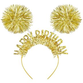 Chanaco Happy Birthday Headband for Women, Glitter Rainbow Tassel Birthday Crown for Girls, Birthday Party Decorations for Toddler, Birthday Tiara Hair Accessory for Kids, Sweet Birthday Gifts