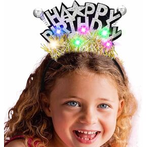 Acenail Light Up Happy Birthday Headband LED Birthday Crown Birthday Decorations Birthday Hair Accessories for Women Girls