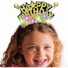 Acenail Light Up Happy Birthday Headband LED Birthday Crown Birthday Decorations Birthday Hair Accessories for Women Girls in Kuwait