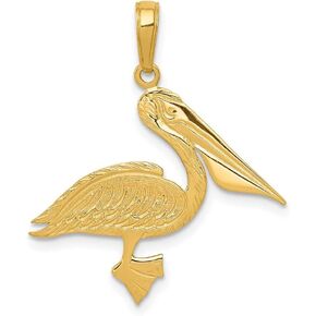 Solid 14k Yellow Gold Pelican Pendant (24mm x 25mm)