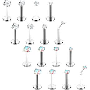 مسامير أنف بوشين بدون خيوط 18 جرام 20 جرام حلقات شفاه مسطحة من الفولاذ المقاوم للصدأ مسمار لابريت تراغوس هيليكس مونرو ميدوسا ثقب المجوهرات للنساء والرجال تشيكوسلوفاكيا الأنف ثقب المجوهرات 1.5 مم 2 مم 2.5 مم 3 مم، in Kuwait