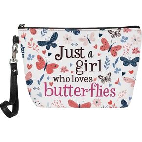 Cozeyat Blue Butterflies Cosmetic Bag Butterflies Gifts PU Leather Makeup Pouch Waterproof Toiletry Pouch for Women Girls