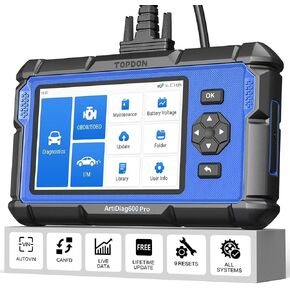 OBD2 Scanner Diagnostic Tool TOPDON ArtiDiag 600Pro, Code Reader All Systems Scan Tool with 9 Essential Maintenance Functions, Car Scanner with Andriod iOS, Upgraded Version of AD600S/AD500