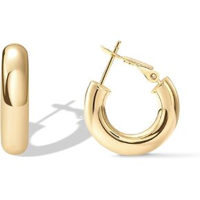 PAVOI 14K Gold Plated Sterling Silver Post Hoops | Lightweight Chunky Hoops Huggies | Thick Gold Hoop Earrings for Women