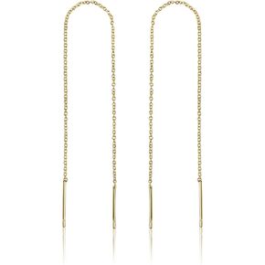 Benevolence LA 14k Gold Chain Earrings, Gold Threader Earrings, Double Piercing Earrings, Gold Drop Earrings, Dangle Earrings, Long Earrings for Women, Fashion Earrings for Women