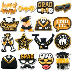 16Pcs Graduation Shoe Charms for Clog Slides Sandals, College Class of 2024 Shoe Accessories