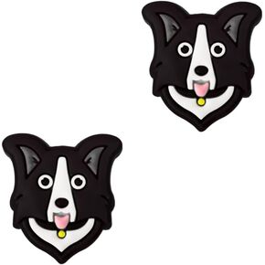 Border Collie Dog Shoe Charms - Cute Animal Decoration Charms Gift for Boys Kids Teens and Adults - Set of 2