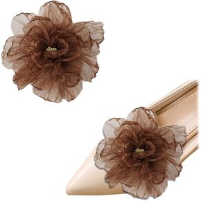 2 Pcs Rose Flower Shoe Clips Detachable Wedding Shoe Embellishment 3D DIY Shoe Accessories for Ladies Flats Pumps