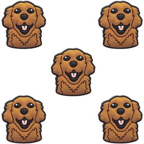 Golden Retriever Dog Shoe Charms - Cute Animal Decoration Charms Gift for Boys Kids Teens and Adults - Set of 5