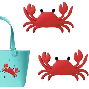 Premium Sea Crab Charms for Bogg Bag, Set of 2 PVC Rubber Inserts, Compatible with Bogg Bag Accessories, Beach Bag Charms Inserts Accessories for Women Girls (B1)