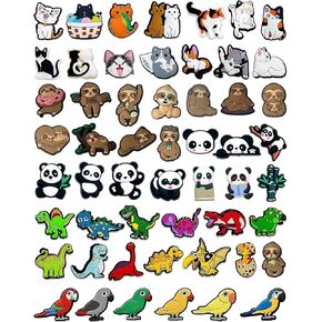 Cat Shoe Charms and Dinosaur Panda Sloth and Parrot Shoe Charms for Croc Clog,Animal Charms for Shoe & Bracelet Wristband Party Gifts