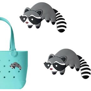 Raccoon Charms for Bogg Bag - Set of 2 PVC Rubber Inserts, Compatible with Bogg Bag Accessories, Beach Bag Charms Inserts Accessories for Women Girls 1