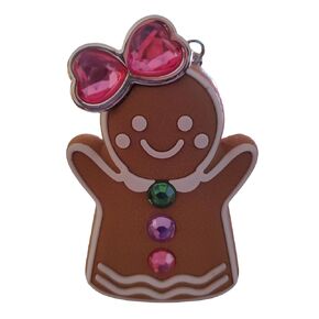 Bath and Body Works Neon Miss Gingerbread with Gemstones and Pink Bow Pocketbac Hand Sanitzer Holder