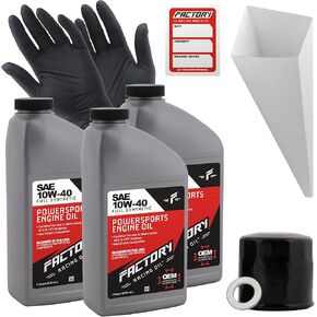 Oil Change Kit compatible with Honda CB500F CBR500R CMX500 CBR600RR CB650R – Includes 3 Qts of 10W-40 Full Synthetic Oil, 1 Filter, 1 Crush Washer, 1 Funnel, 1 Oil Change Sticker