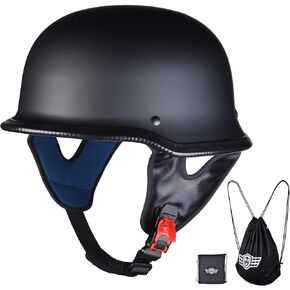 AHR Motorcycle Helmet German Style Half Helmet for Bike Cruiser Scooter Chopper Half Face Helmet for Men Women DOT Approved, Run-G