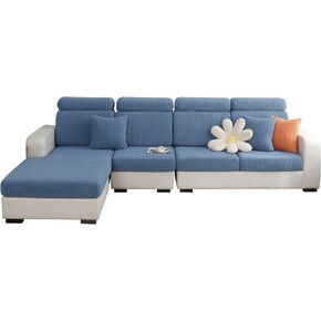 Stretch Chaise Lounge Sofa Slipcover for Sectional Sofa L Shape,Sectional Sofa Cover Soft Slipcover Replacement for L Shaped Sofa with Elastic Edge,Washable,Dark Grey,Chaise Cover