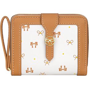 BIAOTIE Bow Women's Wallet Cute Bifold Zipper Around Wallet for Women RFID Credit Card Holder Purse for Ladies Aesthetic Leather Card Holder Wallet (Bow Pink)