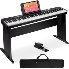 88 Key keyboard piano, Portable Digital Piano with Wooden stand Set for Beginners,128 Tone,128 Rhythm, 20 Demo Song, with Sustain Pedal, Carrying Case, Piano Lesson