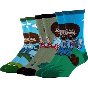 ooohyeah Men's Bob Ross Mr Bean Mr Rogers Novelty Crew Funny Crazy Fun Casual Dress Cotton Socks