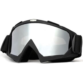 Dirt Bike Goggles for Men, Motorcycle Goggles for Women, ATV Goggles Ski Goggles for Youth, Motocross Goggle Off Road Goggles Fit Over Glasses Tear Off, Silver Lens
