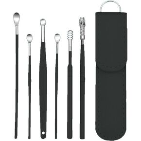6 Pcs Ear Wax Removal Kit,Ear Cleaner Tools: Mini Portable Ear Scope with Stainless Steel 360° Spiral Ear Massage Cleaning Tool for Adults Kids - Ear Wax Remover with Storage Box