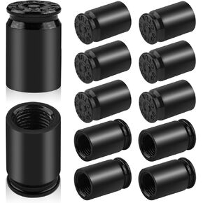 12 Pcs Black Bullet Shaped Valve Stem Caps, Bullet Shell Tire Valve Stem Caps, Aluminum Alloy Car Air Stem Cap, Tire Valve Stem Covers Car Air Stem Cap for Cars, Bicycles, Motorcycles, Trucks