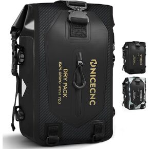 NICECNC Waterproof Motorcycle Crash Bar Bag 7L, Universal Motorcycle Rear Seat Tail Bag Motorcycle Luggage Dry Bag Side Frame Bag Rear Rack Bag with Shoulder Strap, 4 DIY Installation Positions, Black