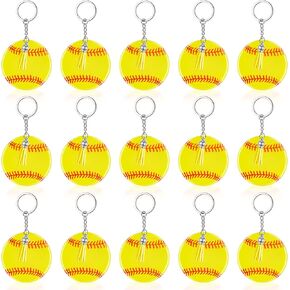 Taiyin 20 Pcs Softball Baseball Acrylic Keychain Blanks Acrylic Keychain with Tassel,Softball Party Gifts for Team(Softball)