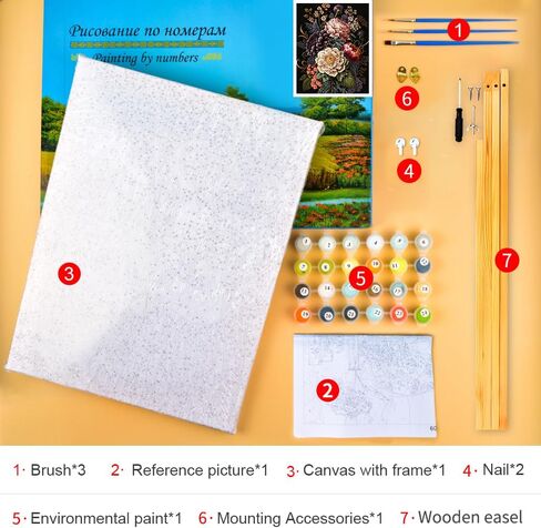 TUMOVO Paint by Numbers for Adults Beginners, DIY Paint by Numbers on Canvas for Kids, Unframed Oil Painting Kits with Paintbrushes for Gift Home Wall Decor - Flowers - 16x20inch in Kuwait