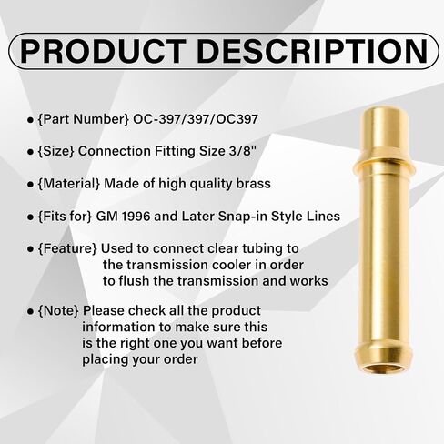 2pcs 397 Transmission Line Fitting, Tube Adapter Replacement for GM 1996-UP for GMC for Chevy Chevrolet Transmission cooler Installation in Kuwait