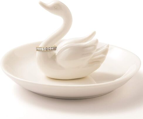 PUDDING CABIN Swan Ring Dish Jewelry Holder Trinket Tray Flamingo Gifts for Women、 Girls、Friend、Gifts、 Mother of the Bride Gifts for Mom Birthday/Christmas/Thanksgiving/Valentine Gift in Saudi Arabia