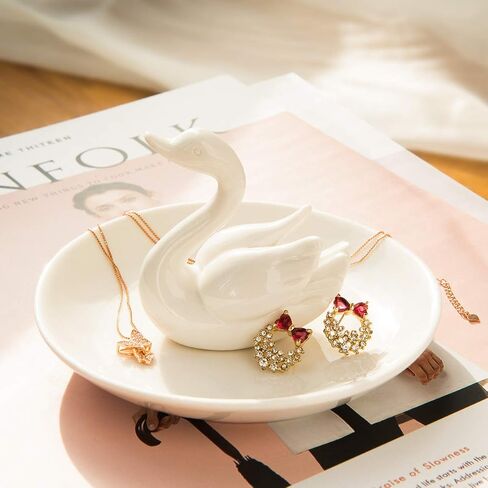 PUDDING CABIN Swan Ring Dish Jewelry Holder Trinket Tray Flamingo Gifts for Women、 Girls、Friend、Gifts、 Mother of the Bride Gifts for Mom Birthday/Christmas/Thanksgiving/Valentine Gift in Saudi Arabia