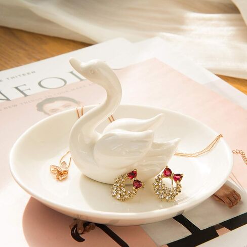 PUDDING CABIN Swan Ring Dish Jewelry Holder Trinket Tray Flamingo Gifts for Women、 Girls、Friend、Gifts、 Mother of the Bride Gifts for Mom Birthday/Christmas/Thanksgiving/Valentine Gift in Saudi Arabia