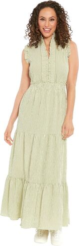London Times Women's Smocked Waist Boho Flattering Ruffle Maxi in Kuwait