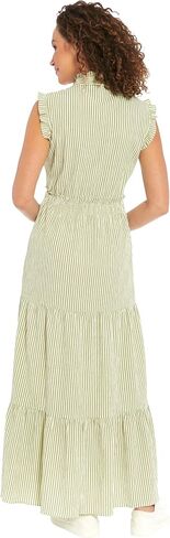 London Times Women's Smocked Waist Boho Flattering Ruffle Maxi in Kuwait